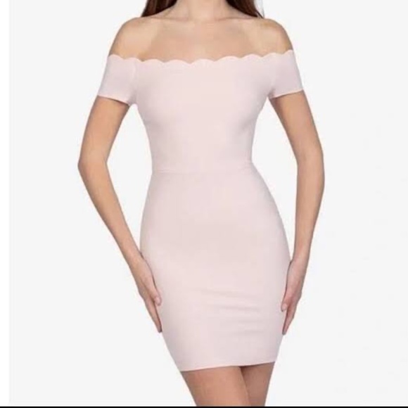 Dresses & Skirts - Soft pink, scalloped collar, off the shoulder dress